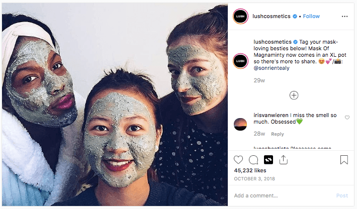 Lush cosmetics instagram UGC post 