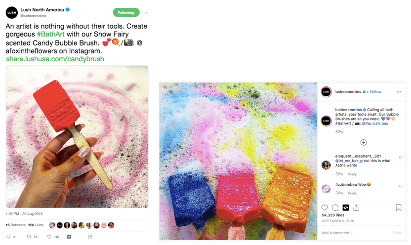Lush cosmetics social media UGC example